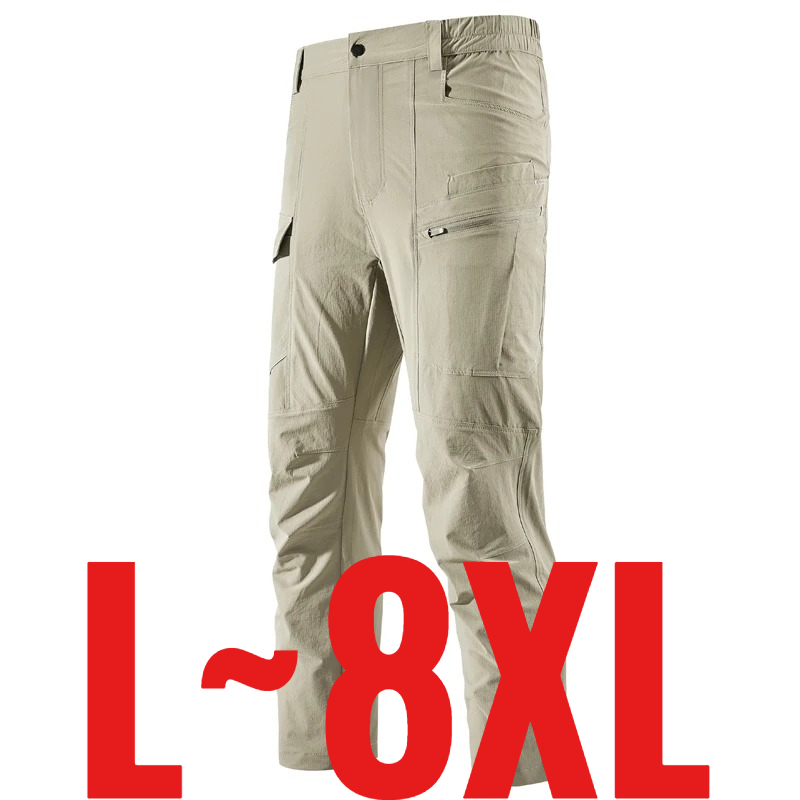 Outdoor Sport Hiking Pants - กางเกงลำลองผู้ชายไซส์ใหญ่ 8XL เอวยางยืด กางเกงคาร์โก้ แห้งเร็ว กันน้ำ