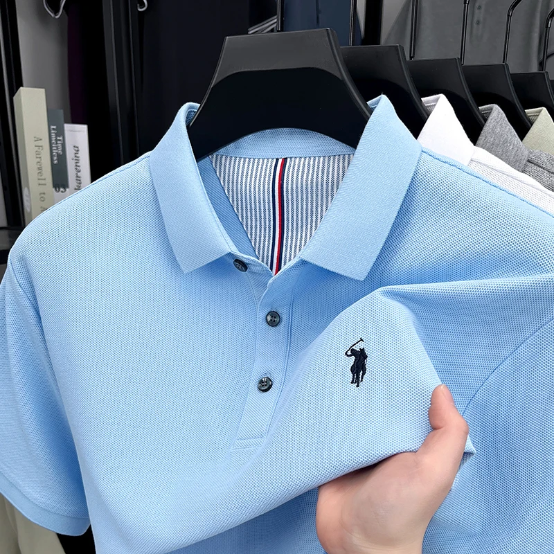 Polo Shirt Equestrian - เสื้อโปโลแขนสั้นผู้ชาย ผ้าฝ้าย 100% สำหรับฤดูร้อน พรีเมียม ปักโลโก้กีฬาขี่ม้า