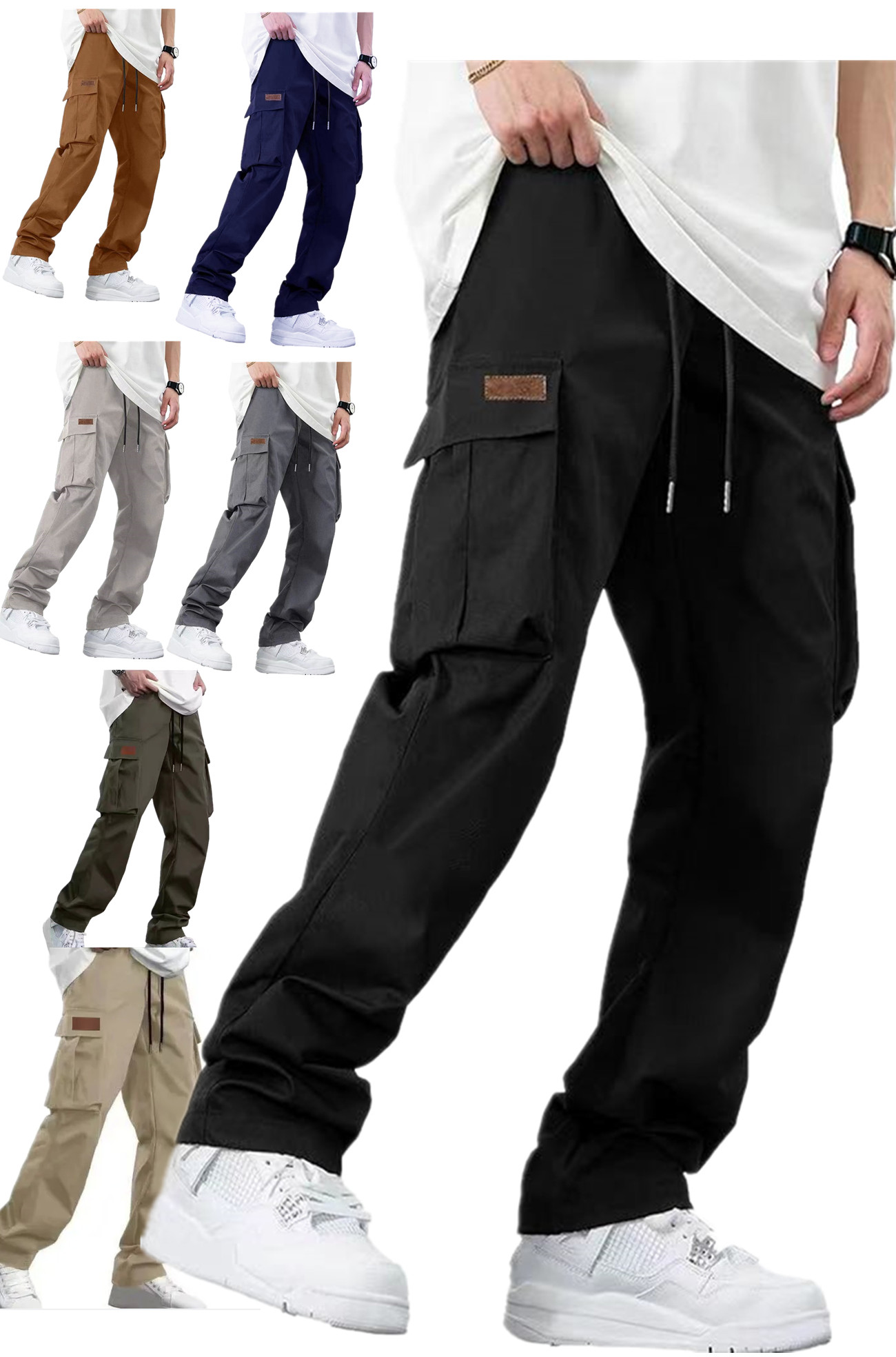 Outdoor Sport Hiking Pants - กางเกงจ็อกเกอร์ลำลองผู้ชายปี 2026 ทรงสบาย กางเกงคาร์โก้ กางเกงวอร์มแบบมีเชือกผูก กางเกงกีฬาผ้าทวิลสำหรับเดินป่าและกิจกรรมกลางแจ้ง