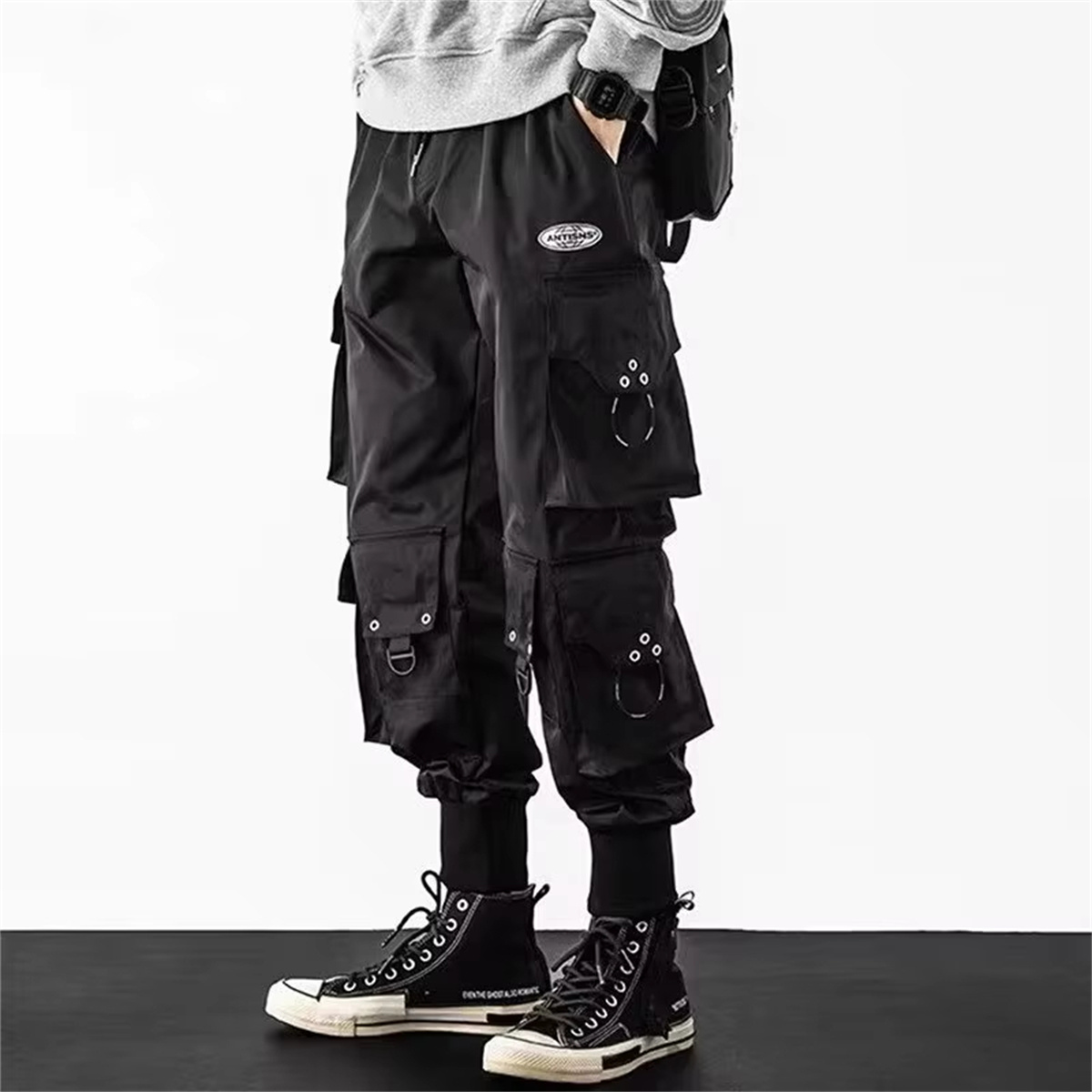 Outdoor Sport Hiking Pants - กางเกงคาร์โก้ทรงหลวมสไตล์วินเทจสำหรับผู้ชาย กันน้ำ ใส่ลำลอง เล่นกีฬา วิ่งจ๊อกกิ้ง ฤดูใบไม้ผลิ