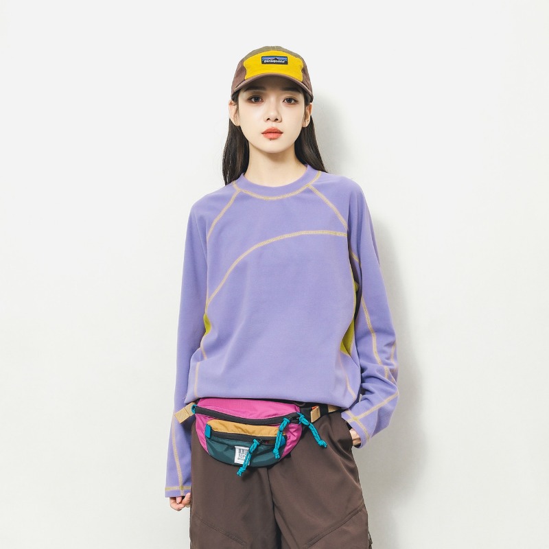 Outdoor Sports - เสื้อยืดแขนยาวสีสันตัดกันสำหรับกิจกรรมกลางแจ้ง ยูนิเซ็กส์ ผ้ายืด ใส่เป็นเสื้อชั้นในสำหรับเดินป่า ปั่นจักรยาน เดินเขา