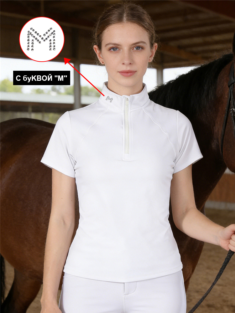 Polo Shirt Equestrian - เสื้อยืดโปโลขี่ม้าแขนสั้น M Logo แห้งเร็วสำหรับผู้หญิง เสื้อโปโลสำหรับนักขี่ม้า สำหรับฝึกซ้อมและแข่งขัน