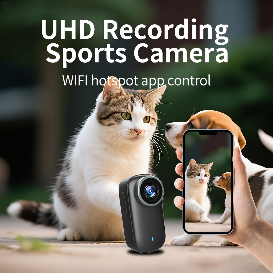 Indoor Sport And Outdoor Sports - กล้องแอคชั่น 4K สำหรับสัตว์เลี้ยง บันทึกวิดีโอ มุมมองจากมุมมองของสัตว์เลี้ยง (CAT/DOG)