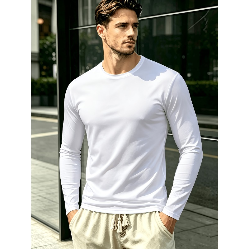 เสื้อยืดแขนยาวคอกลมสีพื้น เสื้ - Outdoor Sports บทวิจารณ์และราคา